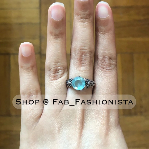 Aquamarine Sterling Silver Ring size 7 simulated - Picture 7 of 9